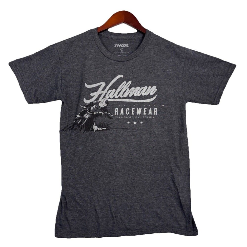 Thor Hallman Racewear Motocross Graphic T Shirt Gray Small Dirt Bike Racing